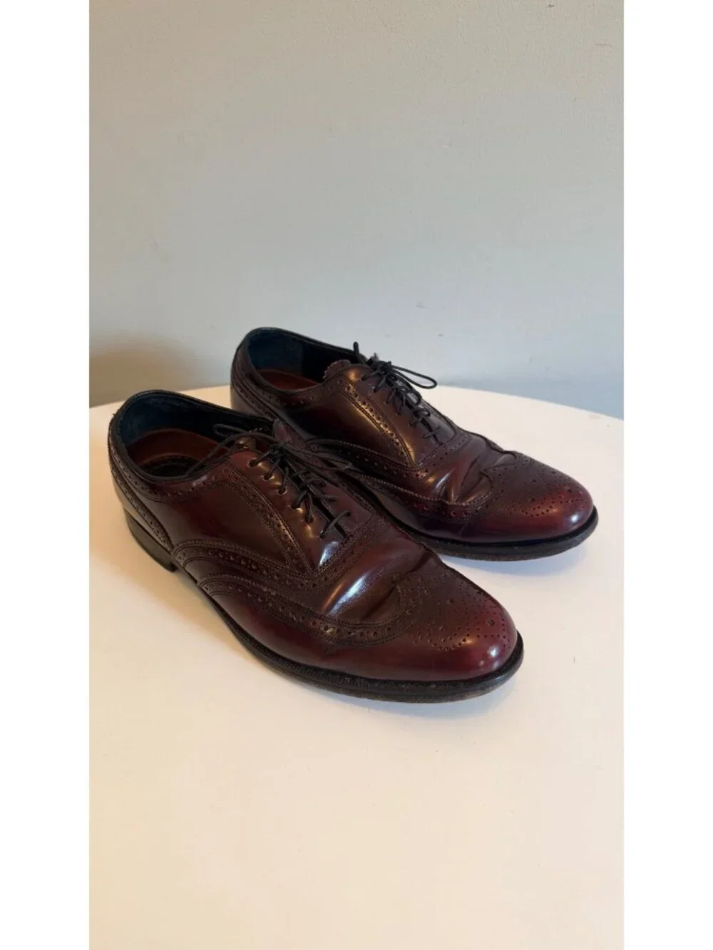 Florsheim Mens Burgundy Leather Wingtip Oxford Dress Shoes Size 9D Made In USA
